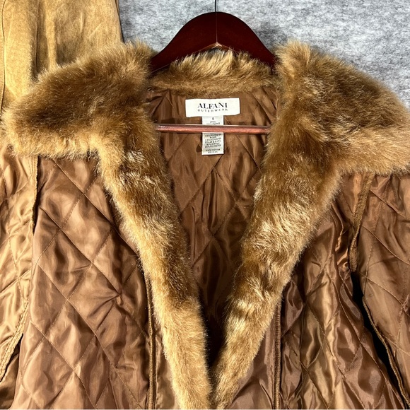 Alfani Suede Jacket w/ Removable Faux Fur Trimmed Quilted Shell Women’s Small - Picture 14 of 16